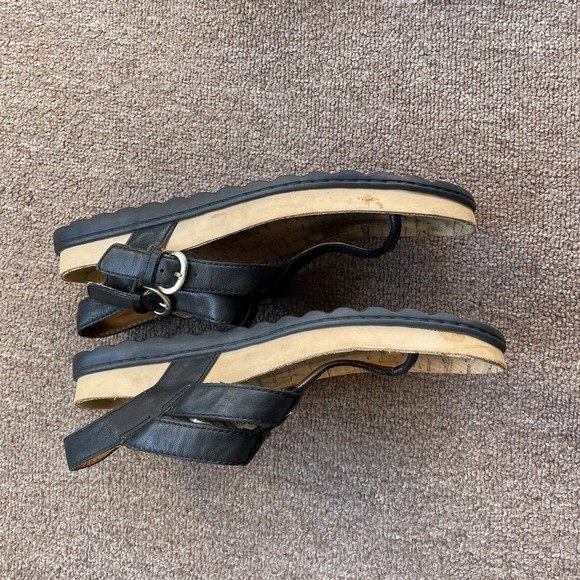 Born cork bed t strap black leather buckle comfort sandals size 8 D54003 - Picture 3 of 6